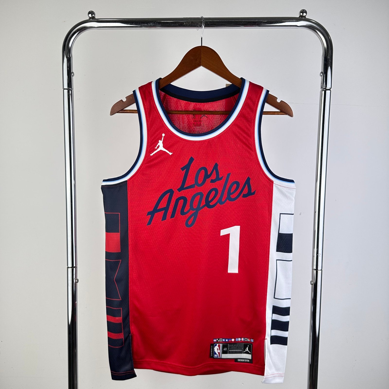 25th Season Clippers Air Jordan Limited Edition Red Jersey No. 1 James Harden - Image 3