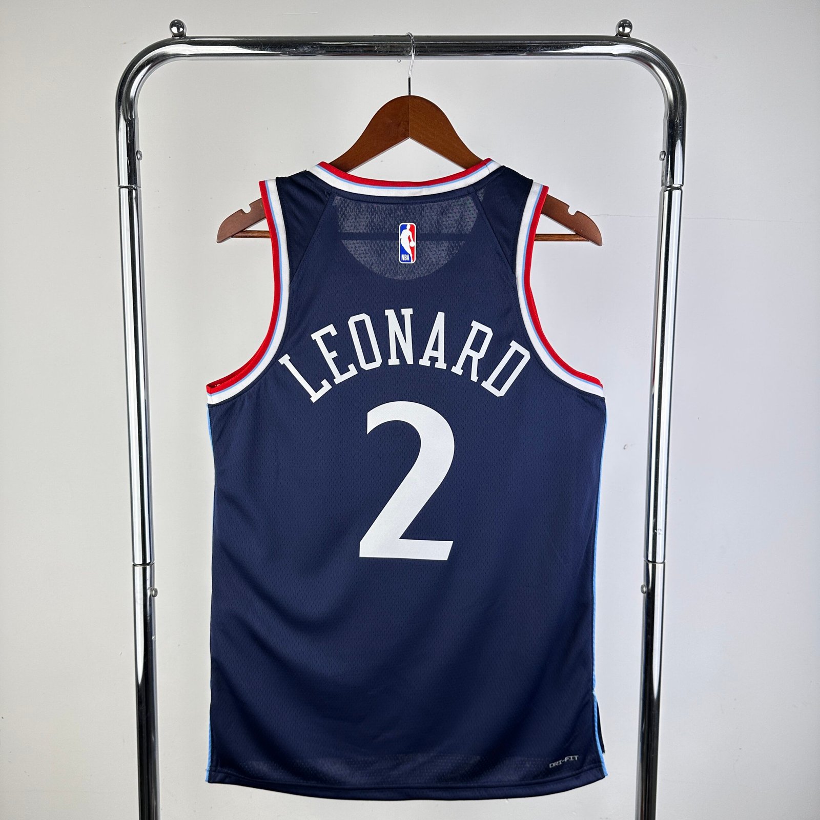 25th Season LA Clippers Away Game Navy Blue Jersey No. 2 Kawhi Leonard - Image 4