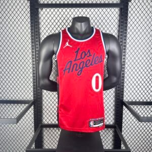 25th Season Clippers Air Jordan Limited Edition Red Jersey No. 0 Russell Westbrook
