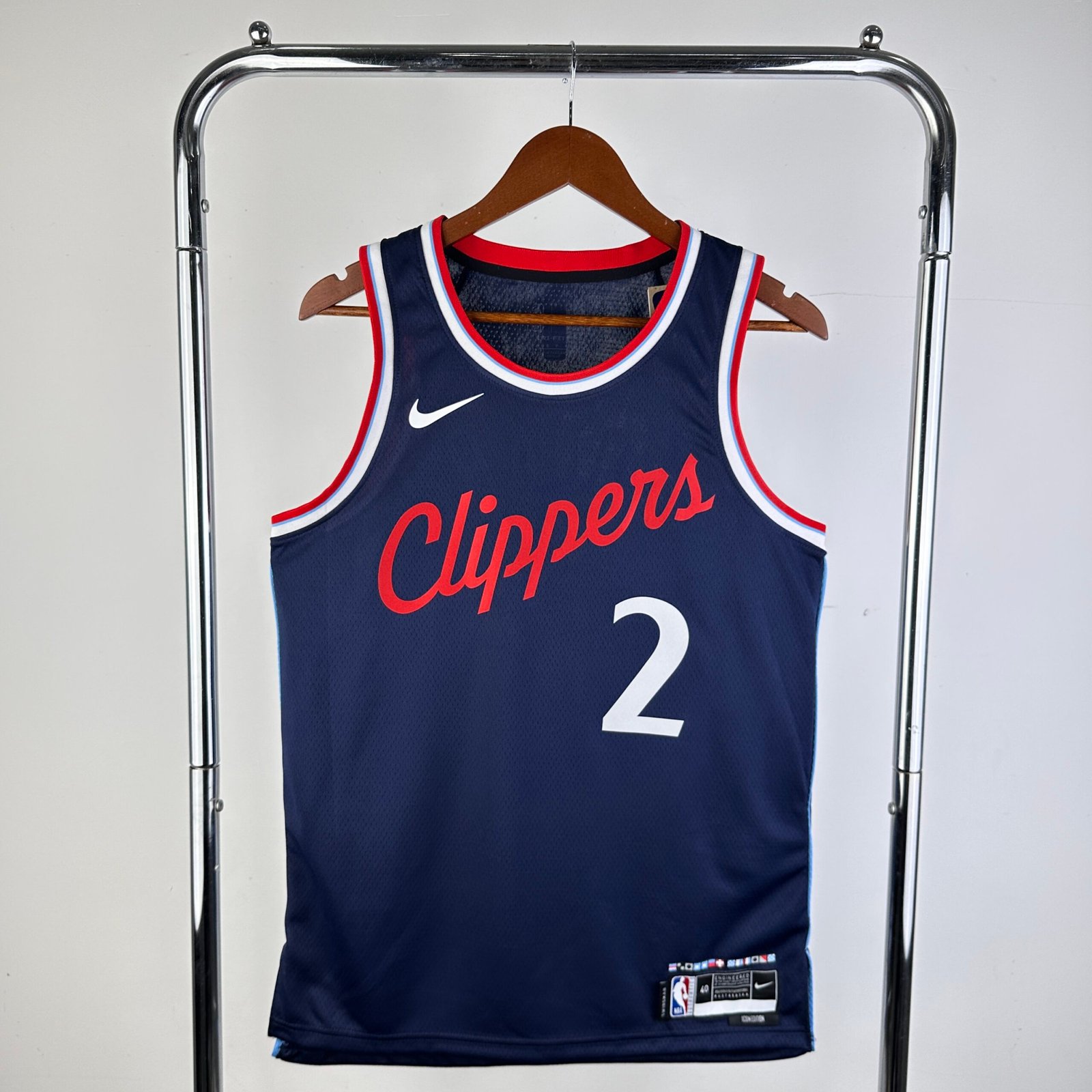 25th Season LA Clippers Away Game Navy Blue Jersey No. 2 Kawhi Leonard - Image 9