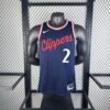 25th Season LA Clippers Away Game Navy Blue Jersey No. 2 Kawhi Leonard