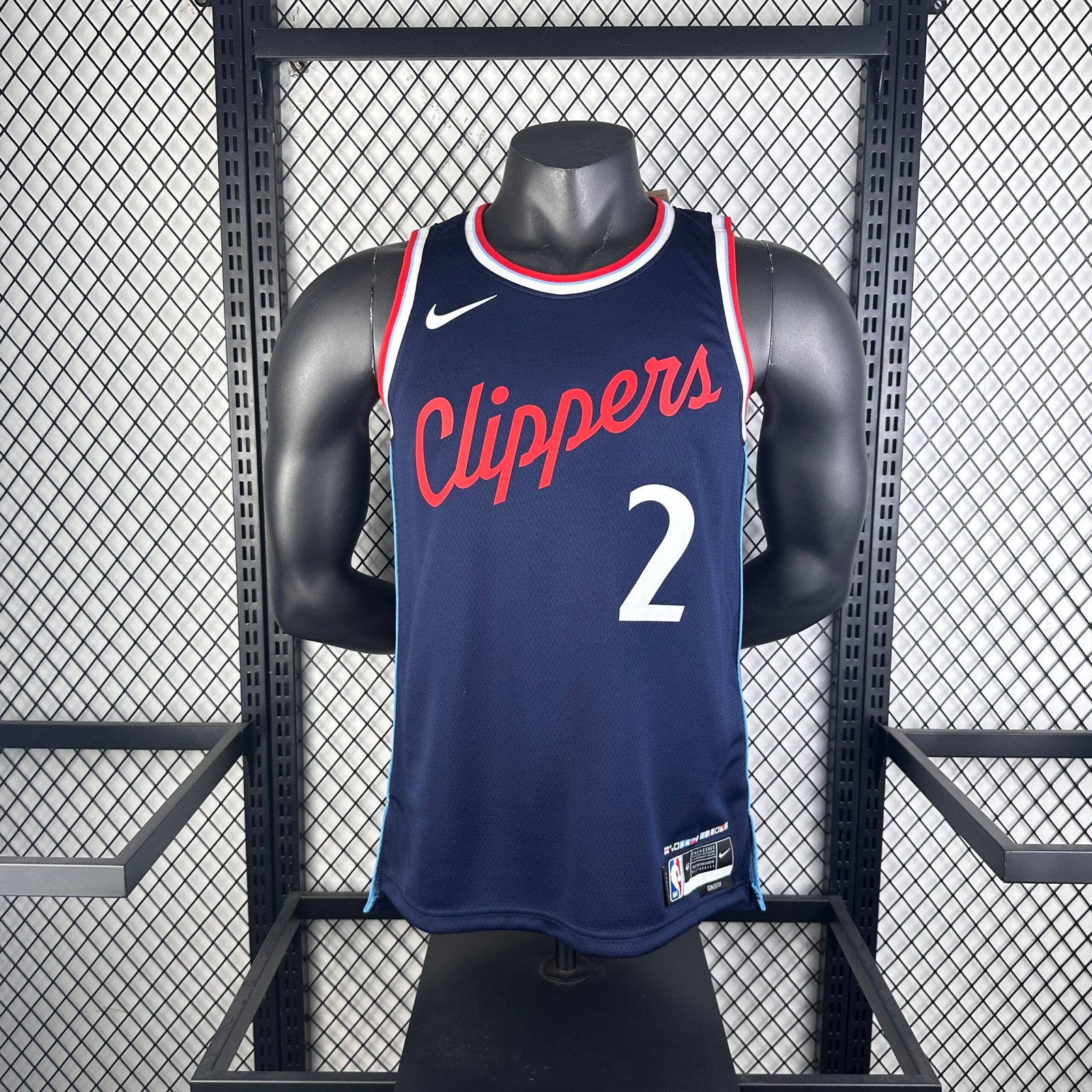 25th Season LA Clippers Away Game Navy Blue Jersey No. 2 Kawhi Leonard